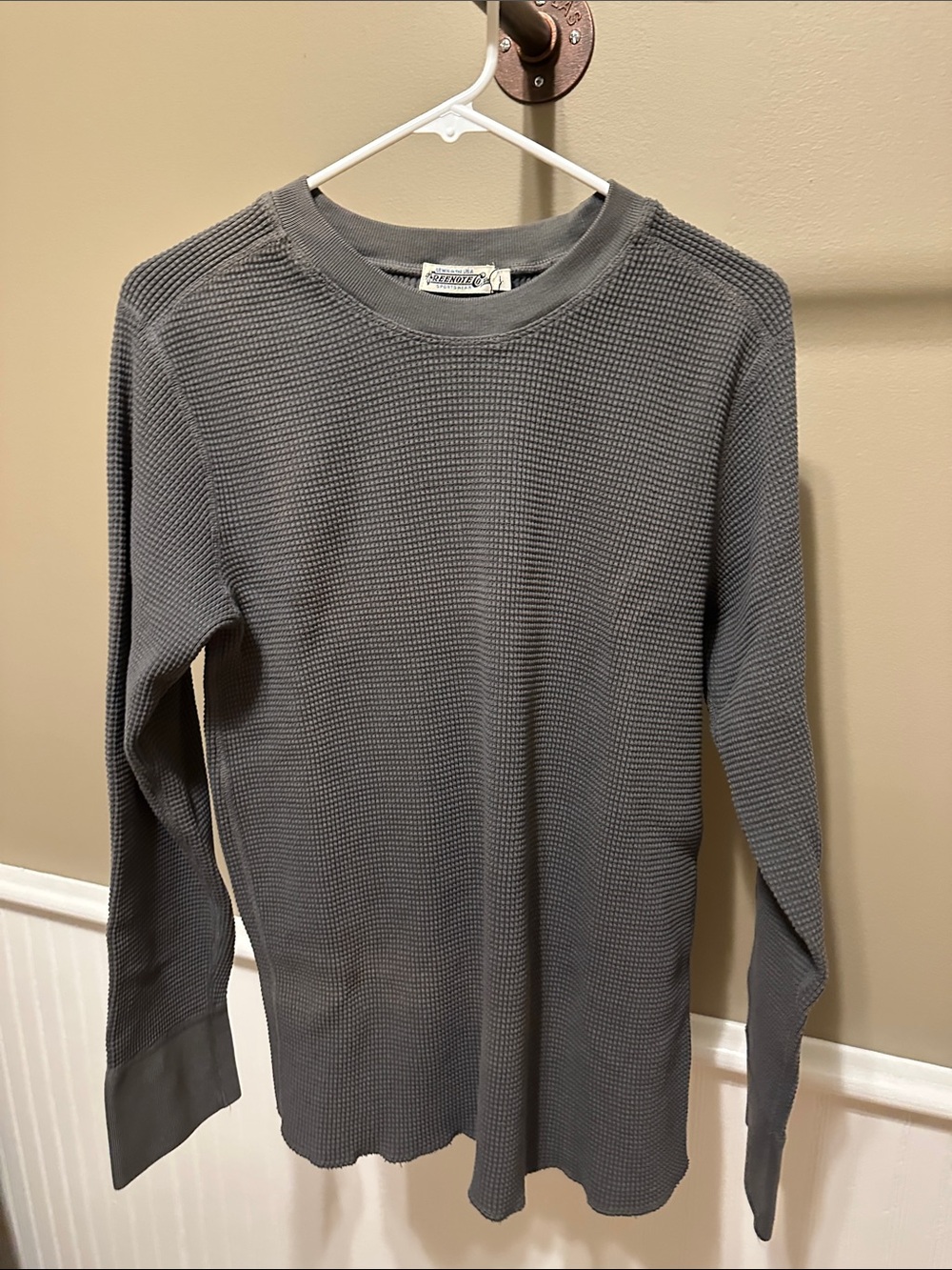 Freenote Cloth Men's Gray Waffle-Knit Crewneck Sweater